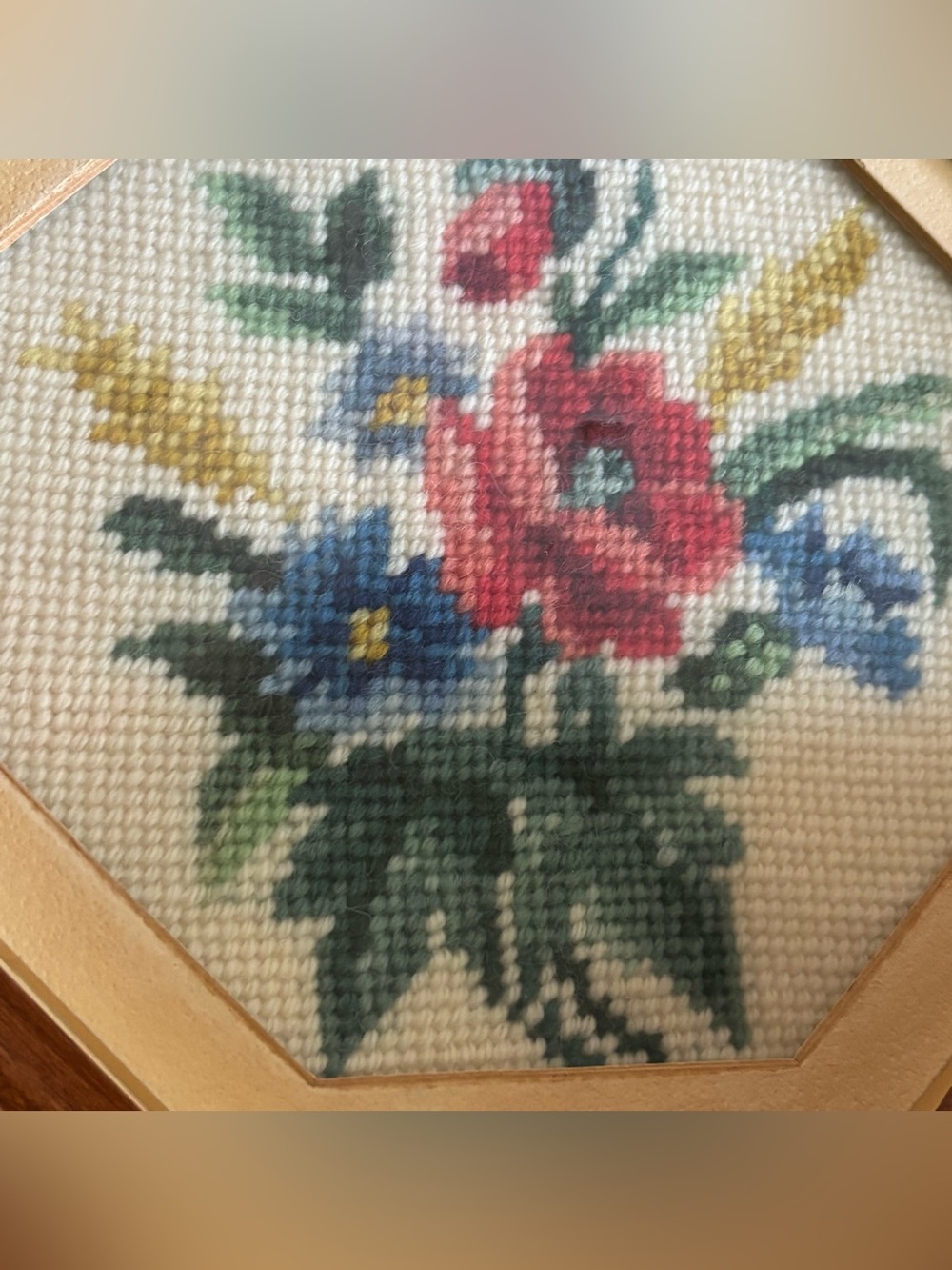 70's Floral Needlepoint Pictures - 2 - Victorian Art - Handmade Floral Pictures - Picture 7 of 16